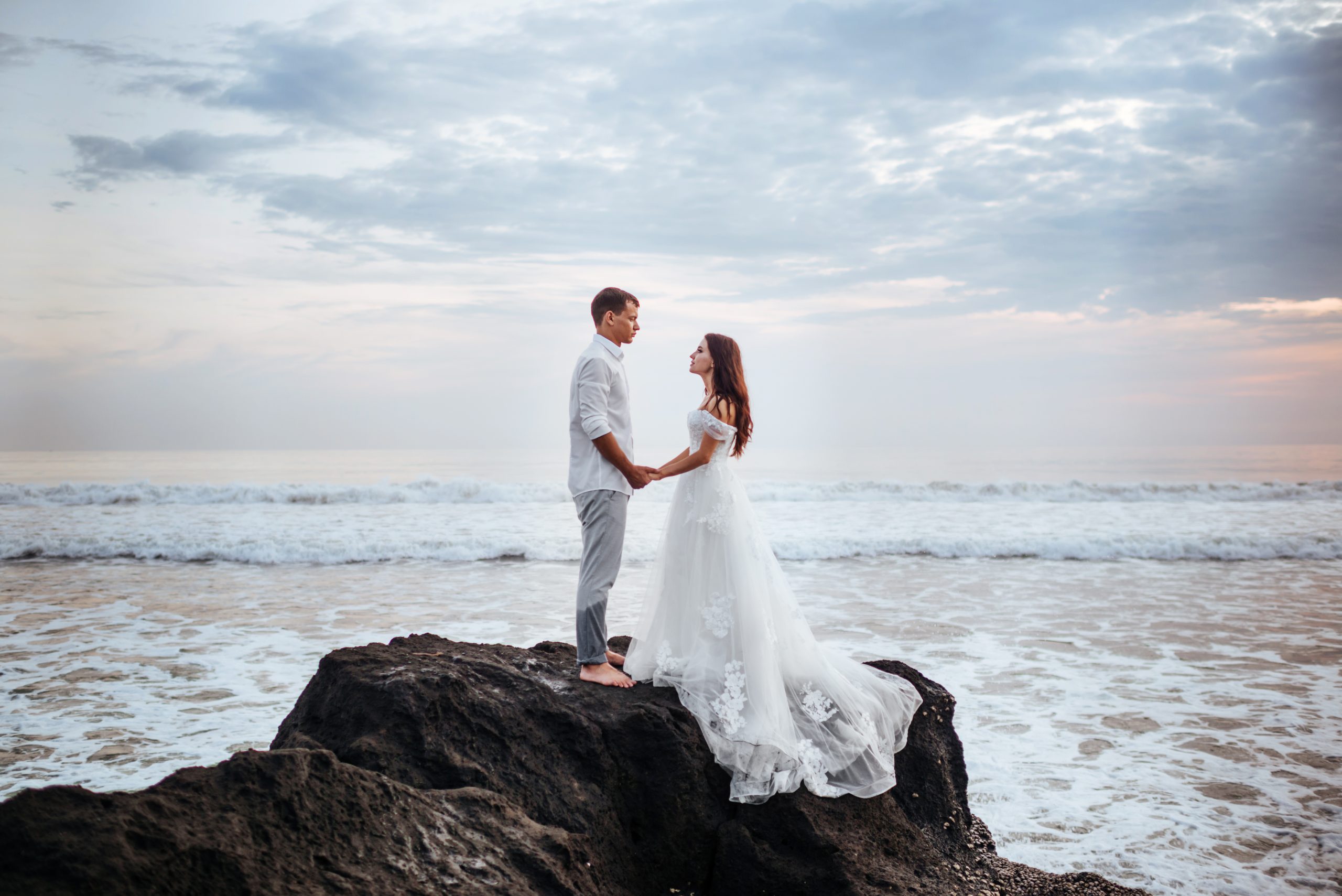 Saying "I do" wedding, ceremony, marriage, couple, family, beach, sea